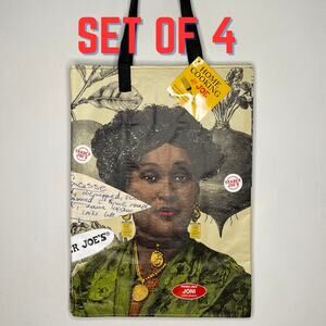 Lot of 4 Trader Joe’s Jolene Joni Crew Member Food Tote Bag Eco Reusable Shopper